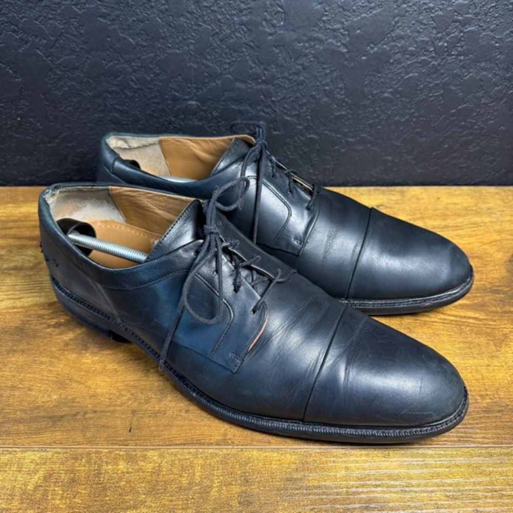 Cole Haan Grand.OS C20155 Black Leather Cap Toe Derby Dress Shoes Mens 13 W